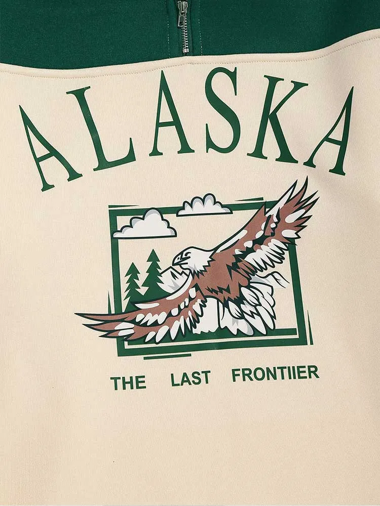 ALASKA Eagle Print Fleece Unisex Sweatshirt