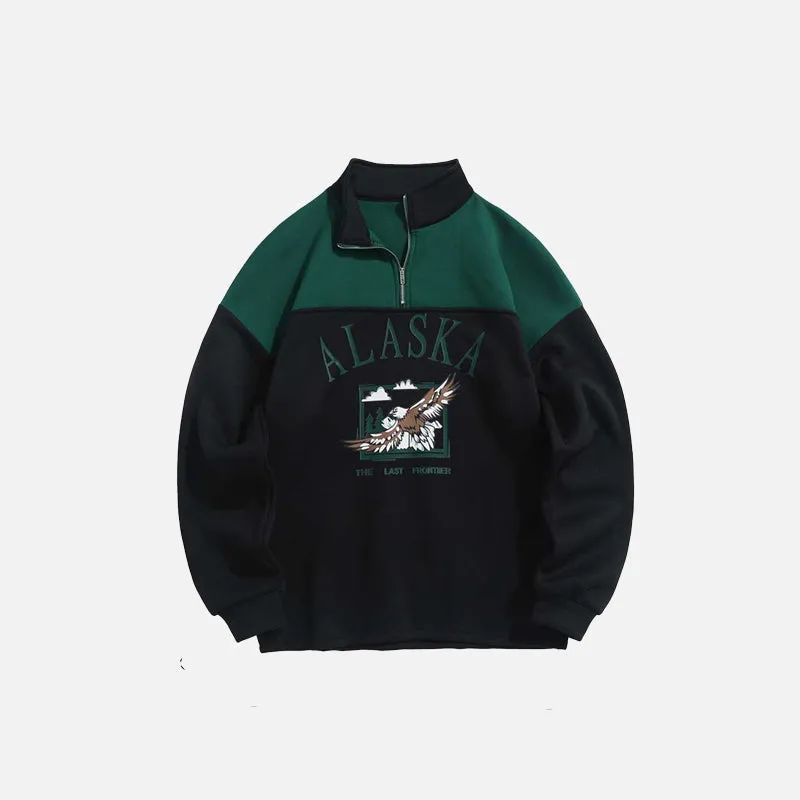 ALASKA Eagle Print Fleece Unisex Sweatshirt