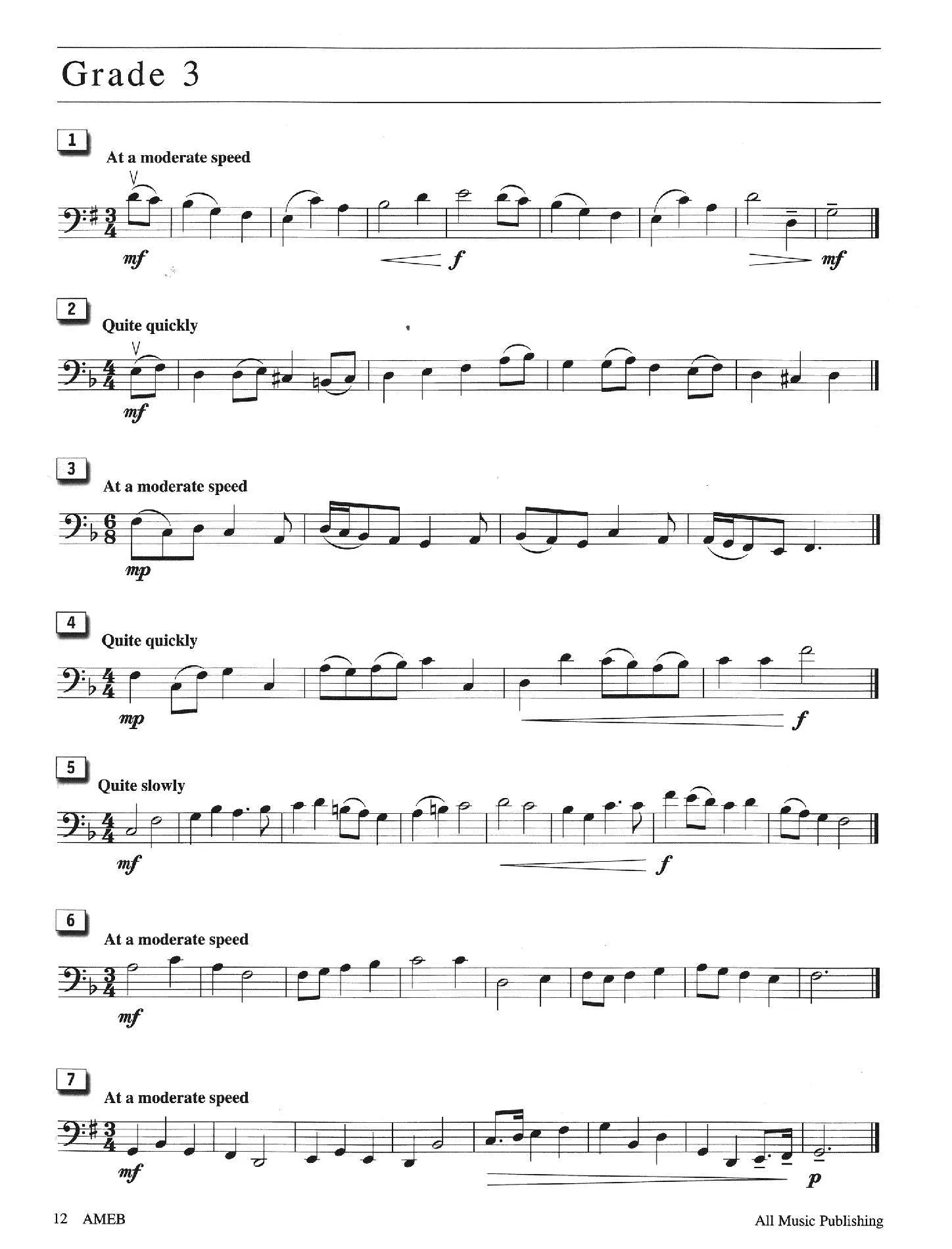 AMEB Cello Series 2 Sight Reading 2009