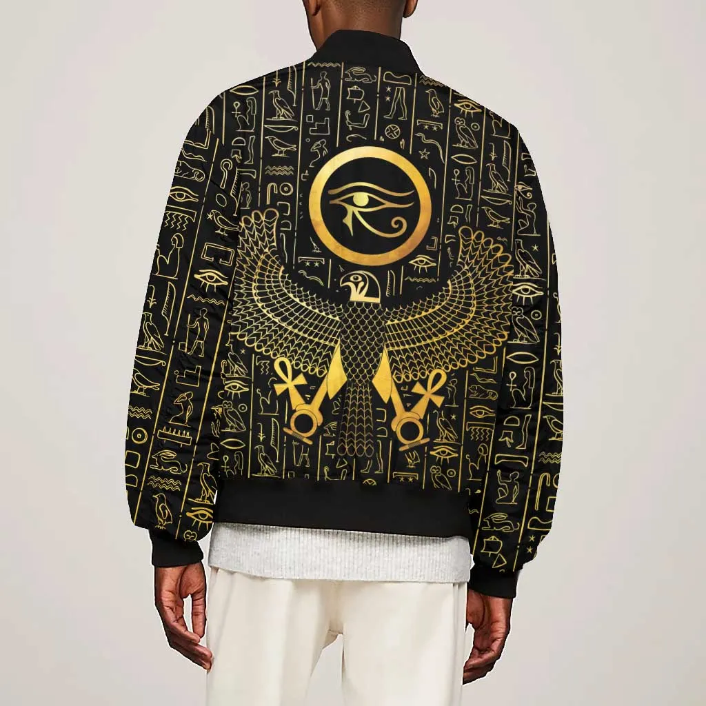 Ancient Egyptian Bomber Jacket Horus Falcon God LT15