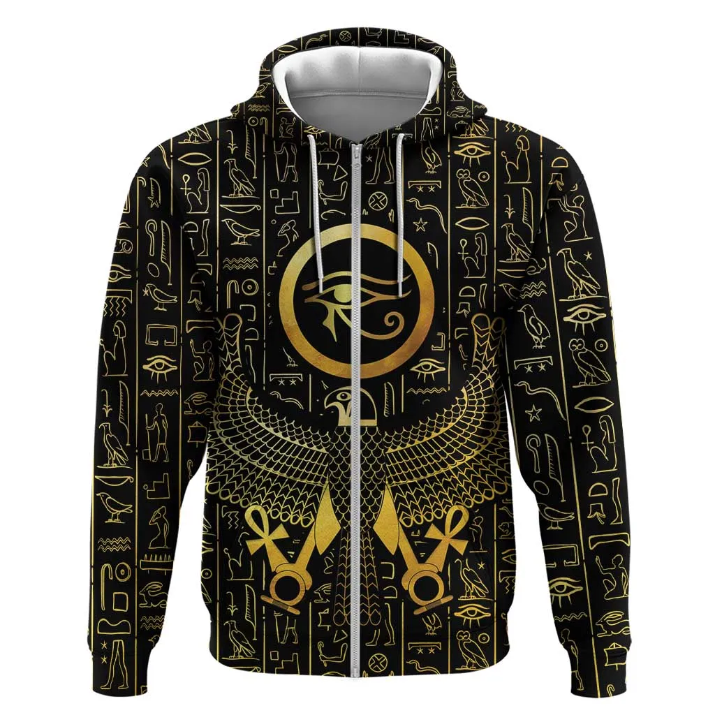 Ancient Egyptian Zip Hoodie Horus Falcon God LT15