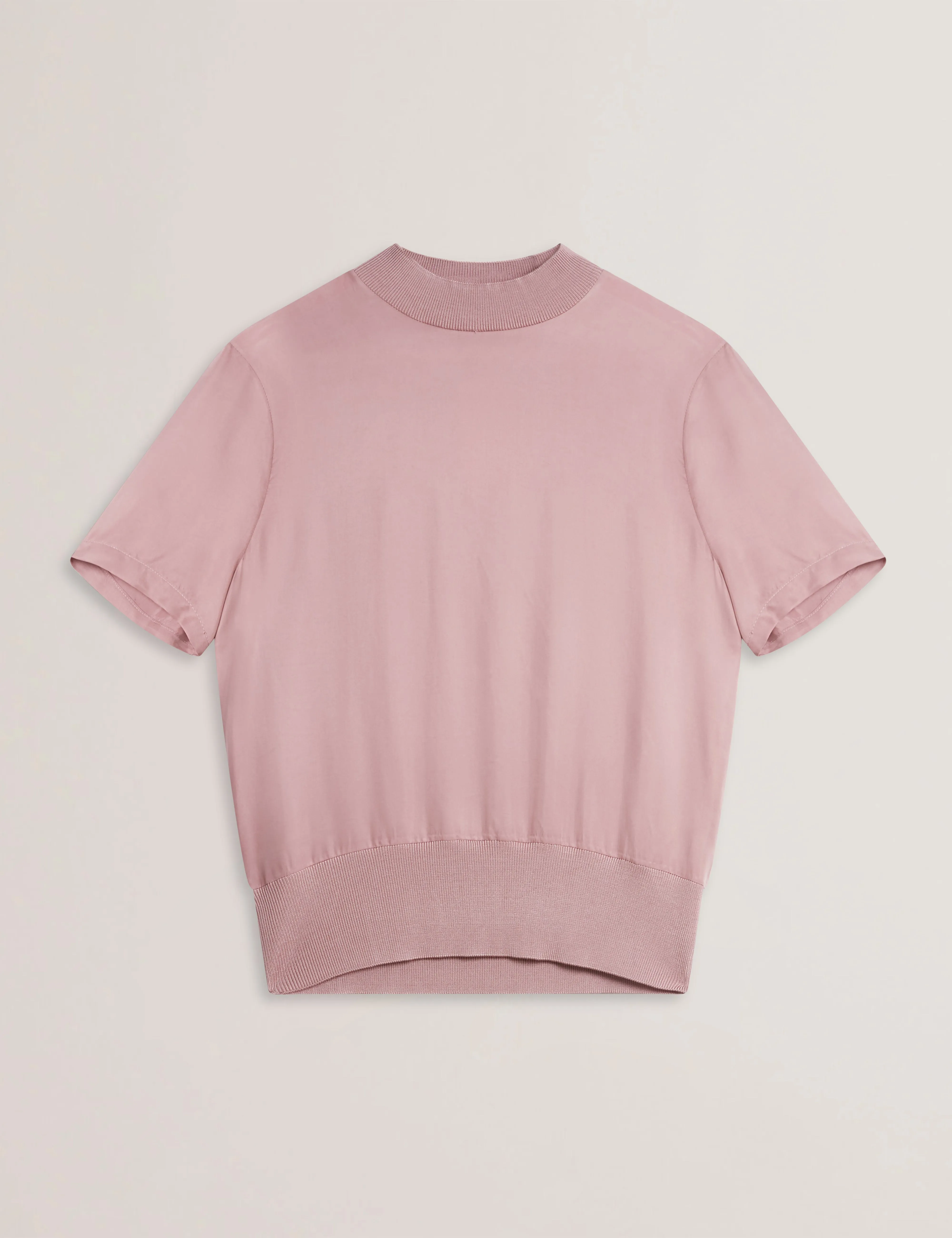 Anyaaa Cupro Woven Front Short Sleeve Tee Petal Pink