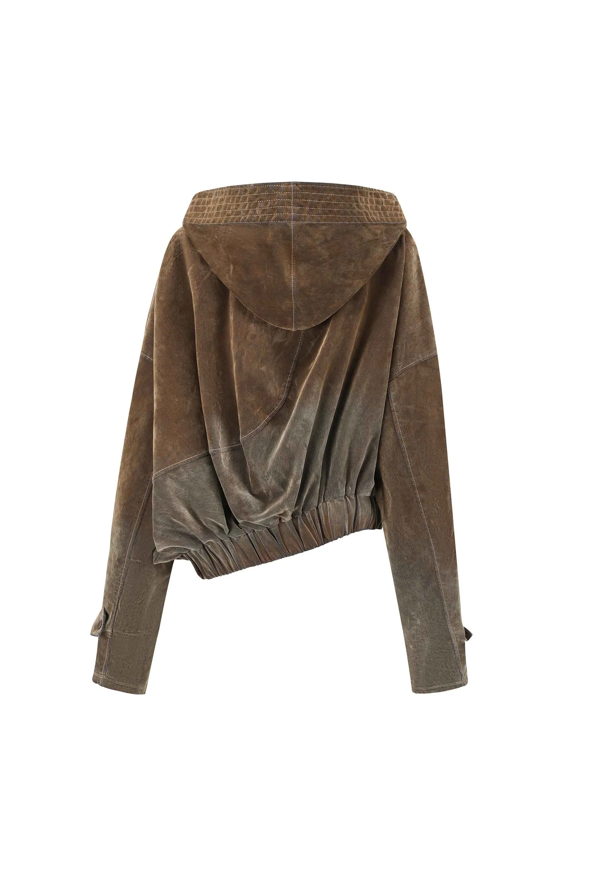Asymmetric Washed Velvet Structured Jacket