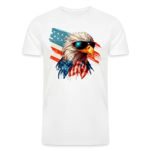 Aviator Freedom: Men's Tri-Blend T-Shirt with Bald Eagle and American Flag