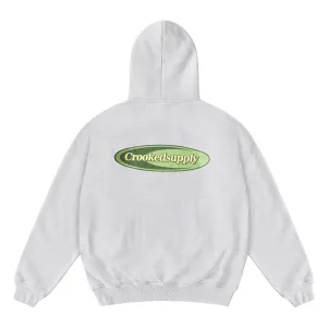 Badge Hoodie - Heather Grey (Embroidered & Screen-Print Logo)