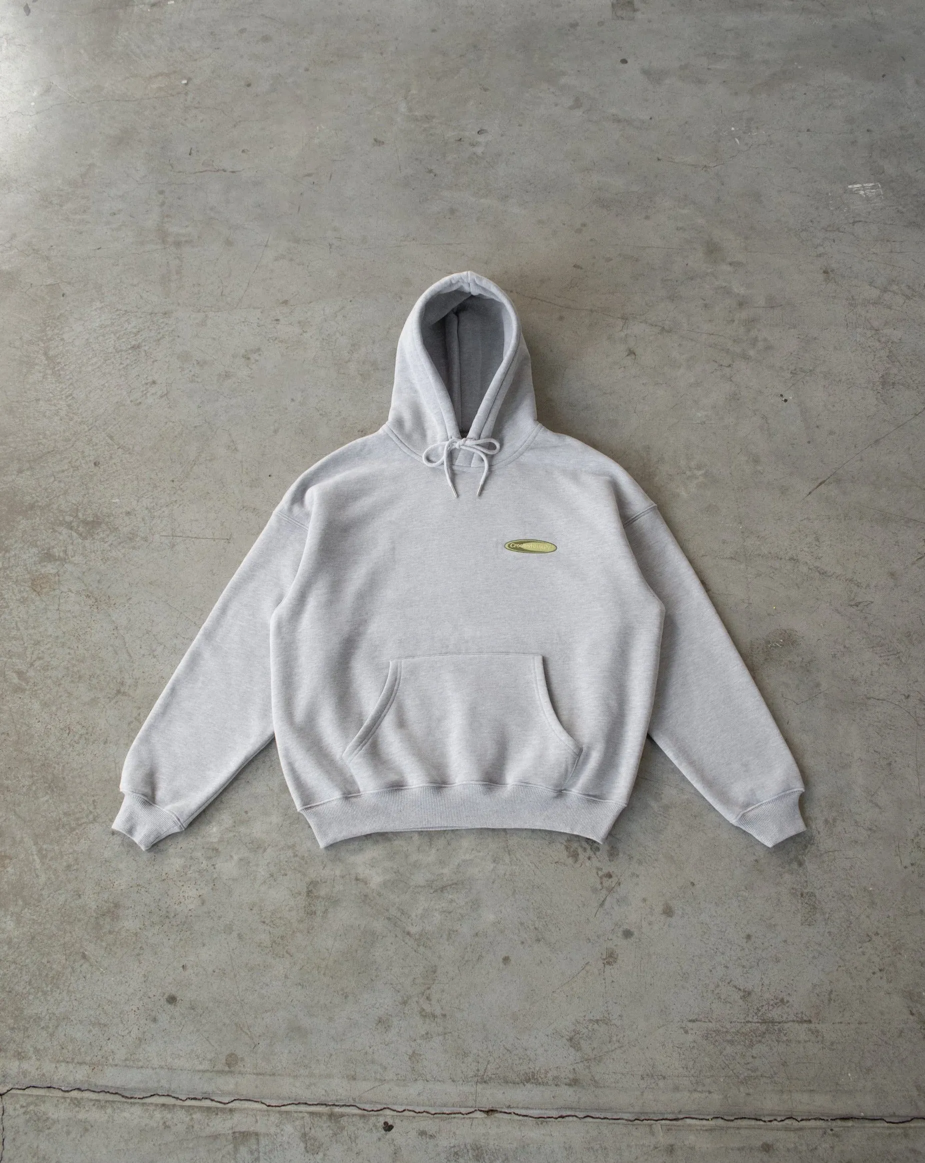 Badge Hoodie - Heather Grey (Embroidered & Screen-Print Logo)