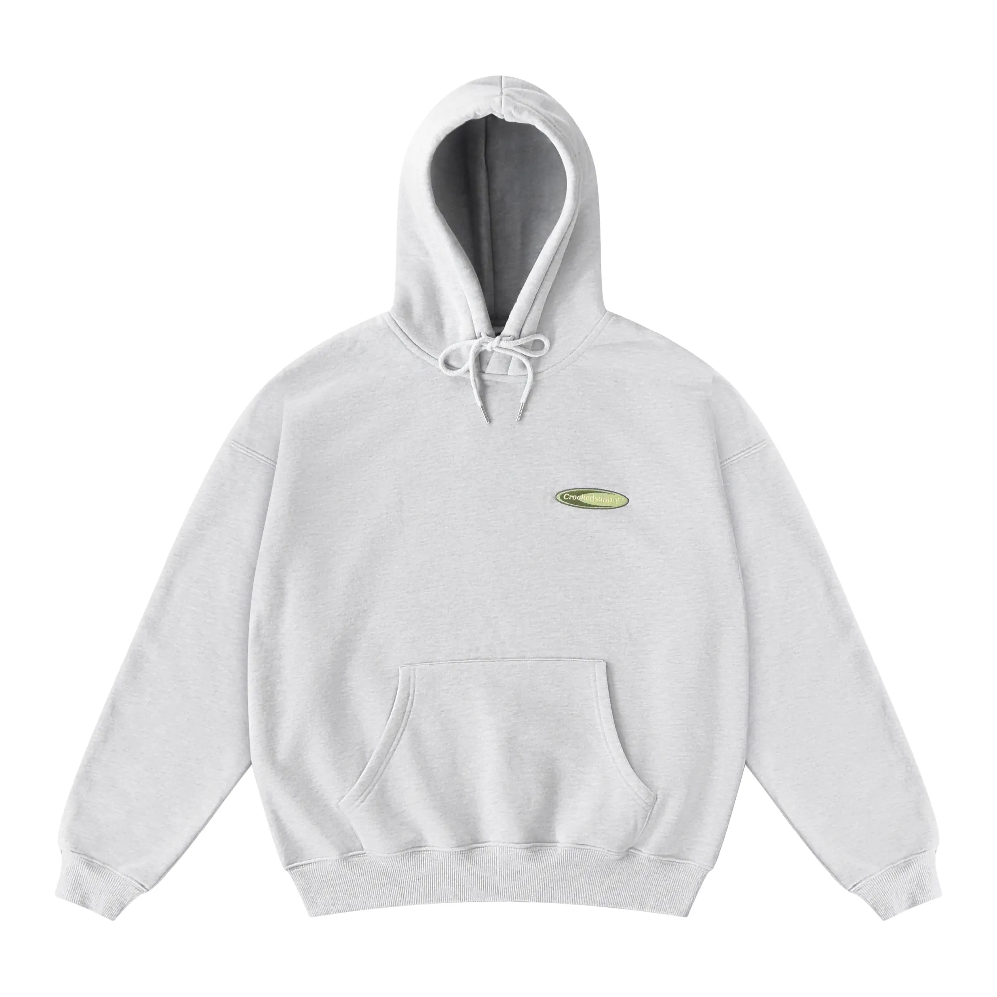 Badge Hoodie - Heather Grey (Embroidered & Screen-Print Logo)