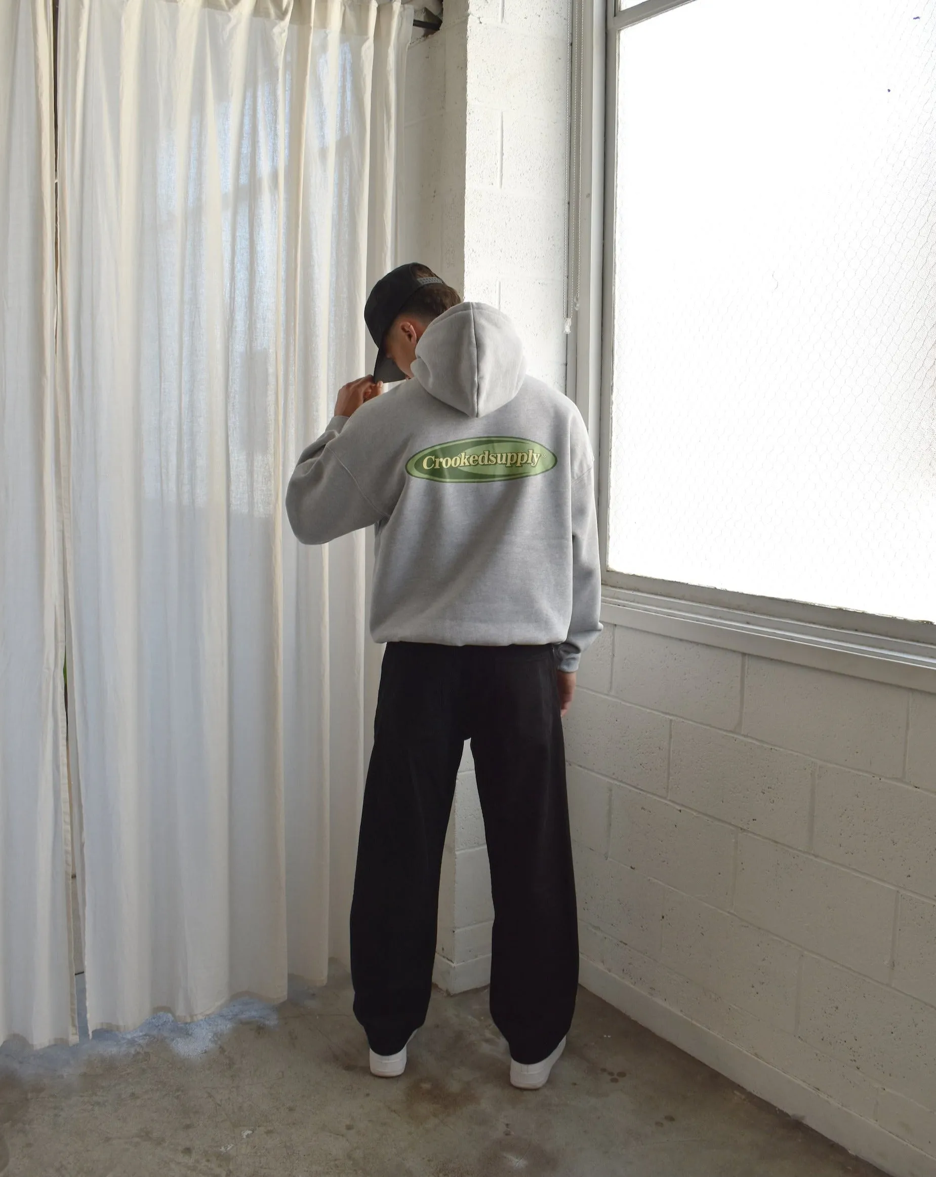 Badge Hoodie - Heather Grey (Embroidered & Screen-Print Logo)