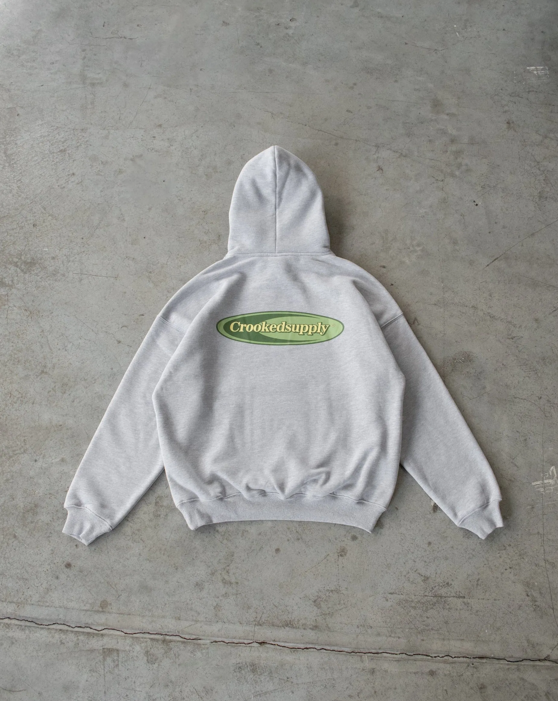 Badge Hoodie - Heather Grey (Embroidered & Screen-Print Logo)