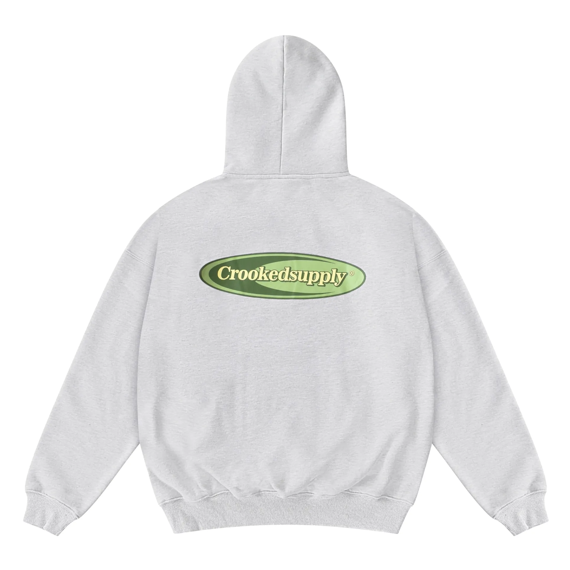 Badge Hoodie - Heather Grey (Embroidered & Screen-Print Logo)