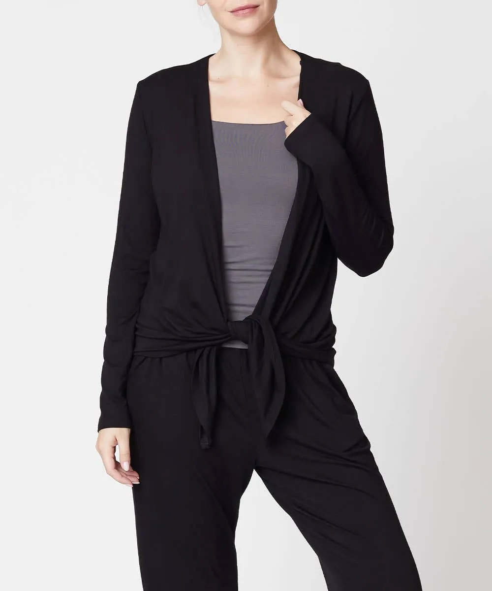 Bamboo Front Tie Open Cardigan