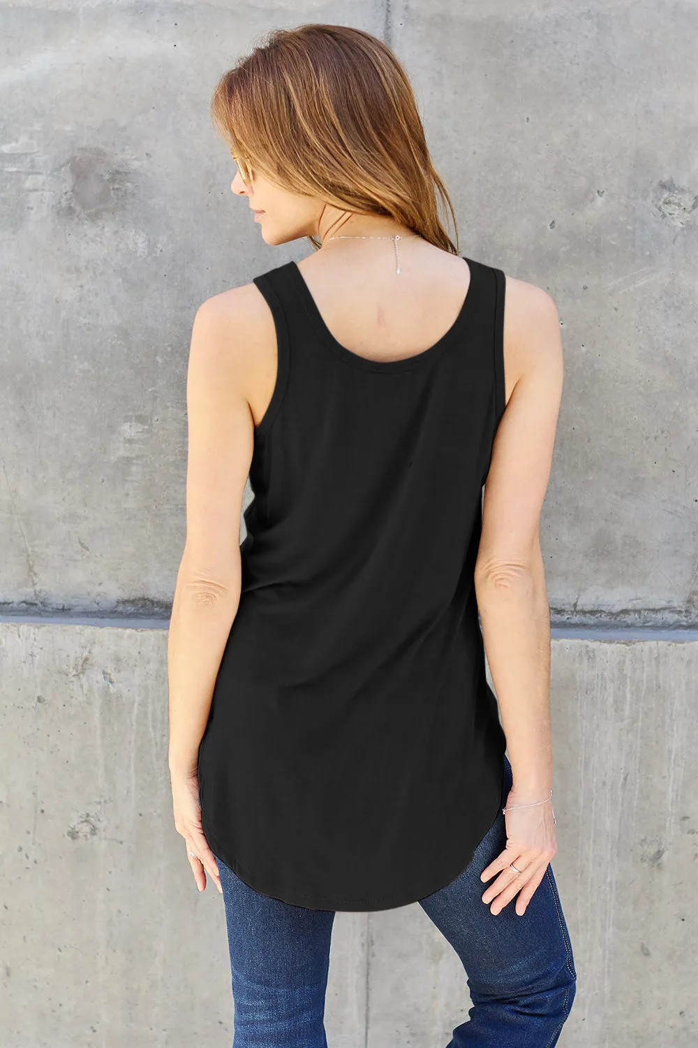 Basic Bae Round Neck Curved Hem Tank Stylish Comfortable Sleeveless Summer Top