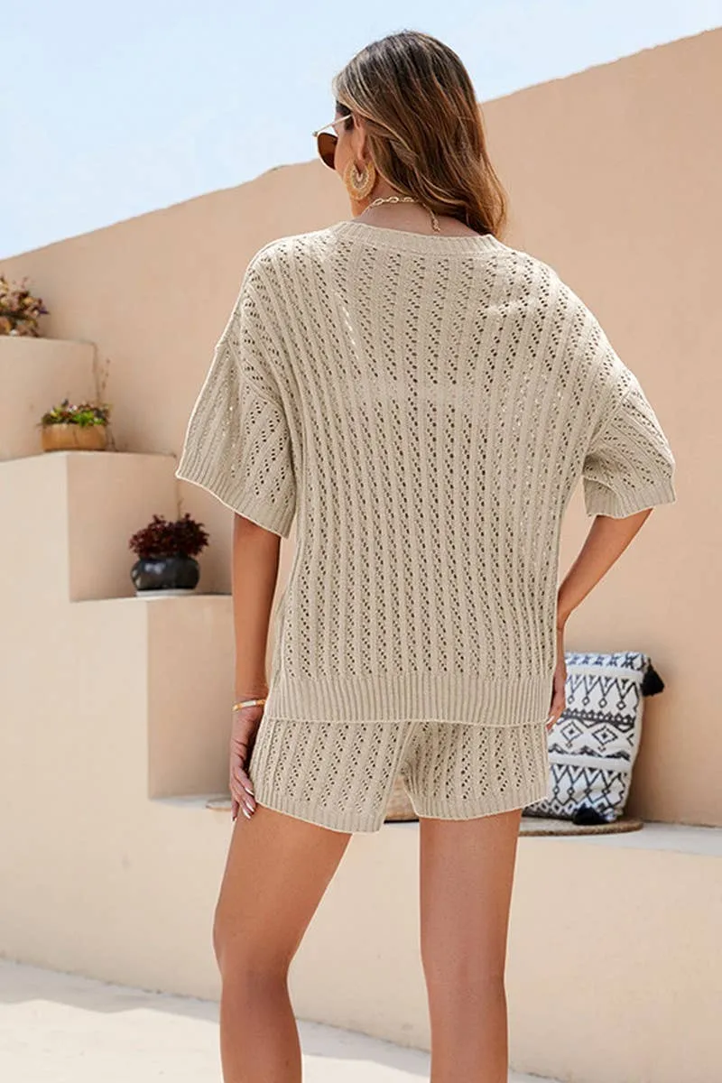 Beige Loose Knit Set