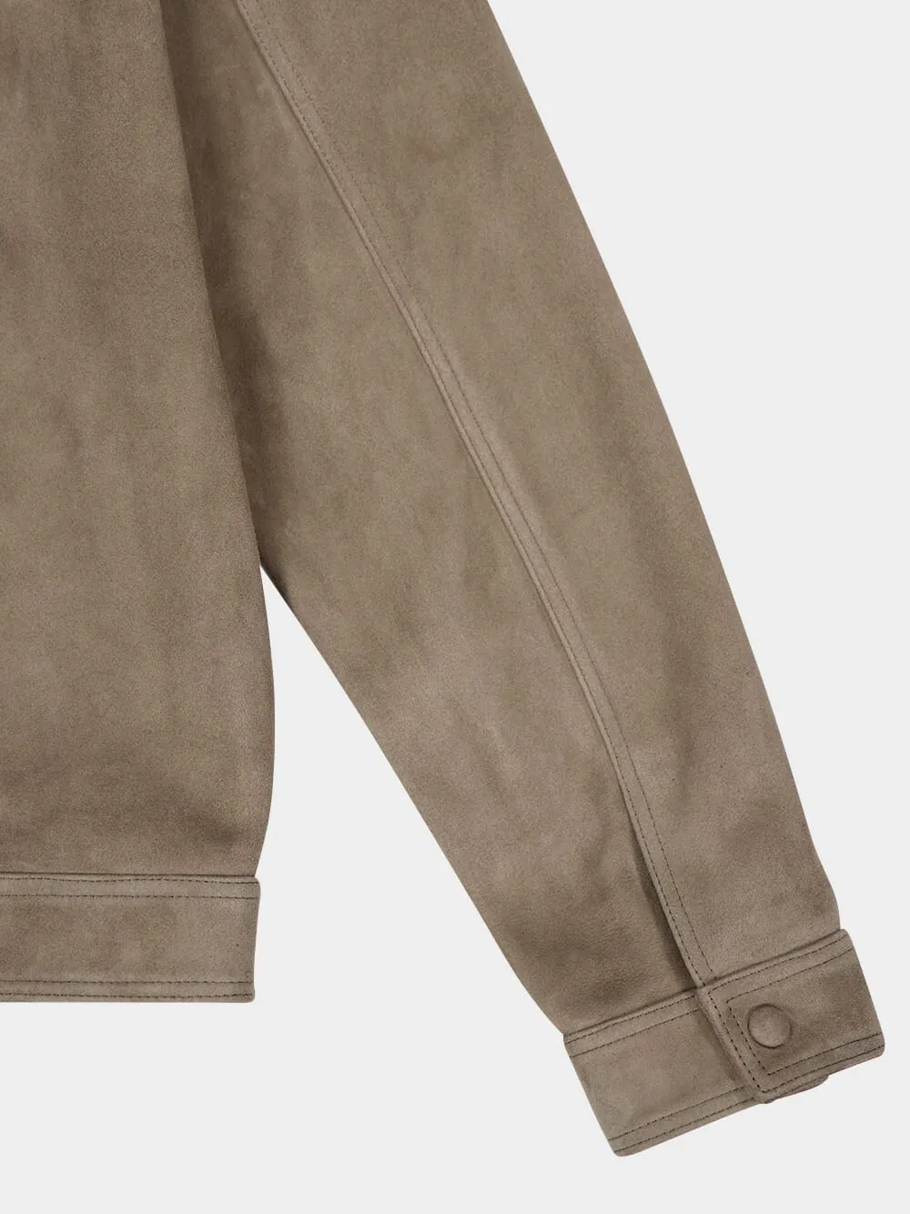 Beige Suede Zip-Up Jacket