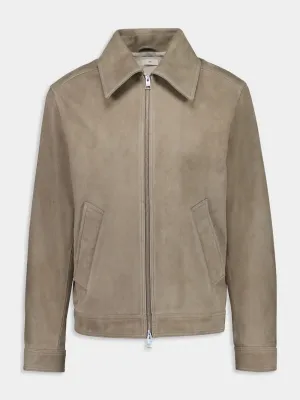 Beige Suede Zip-Up Jacket