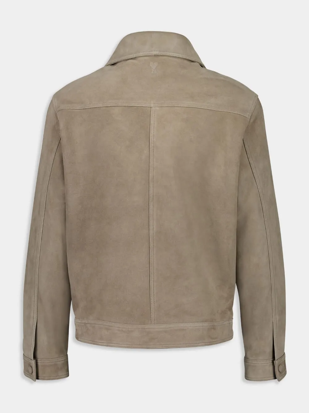 Beige Suede Zip-Up Jacket