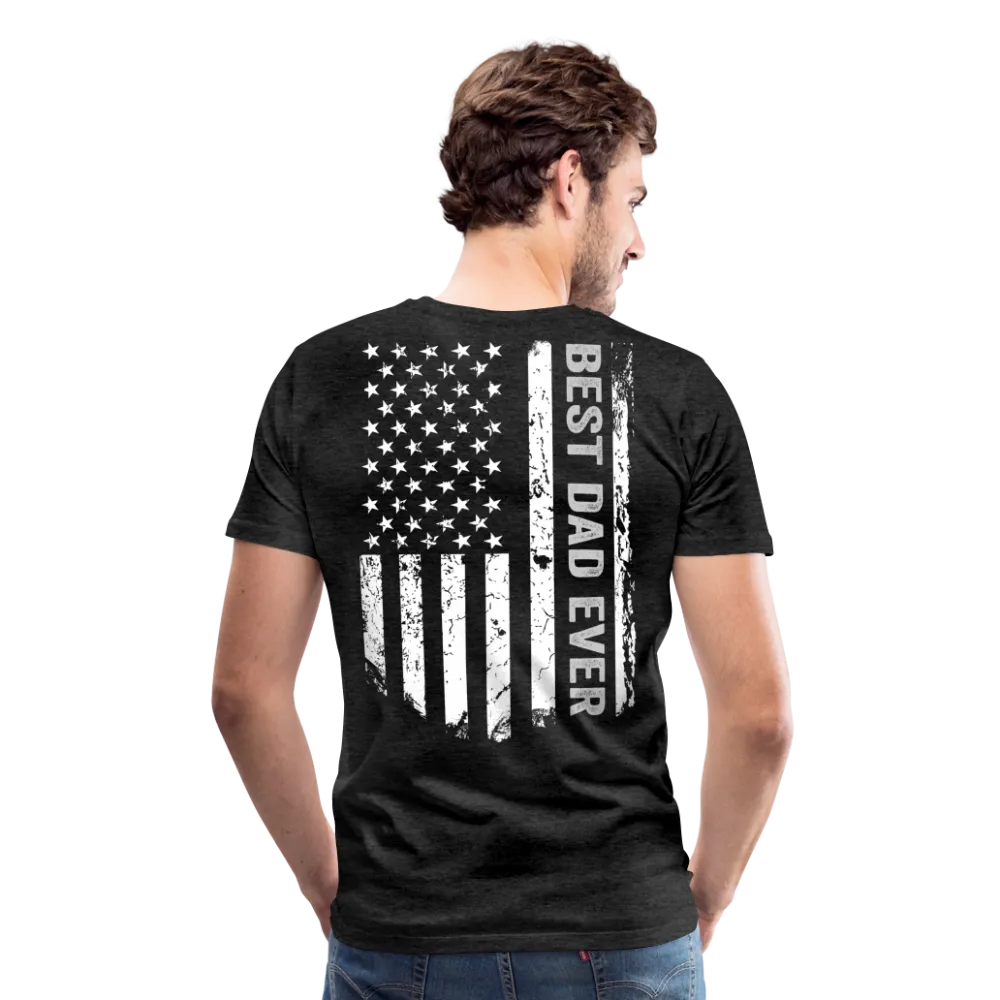 Best Dad Ever American Flag Men's Premium T-Shirt (Grey and White)