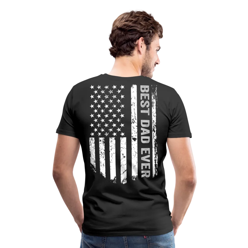 Best Dad Ever American Flag Men's Premium T-Shirt (Grey and White)