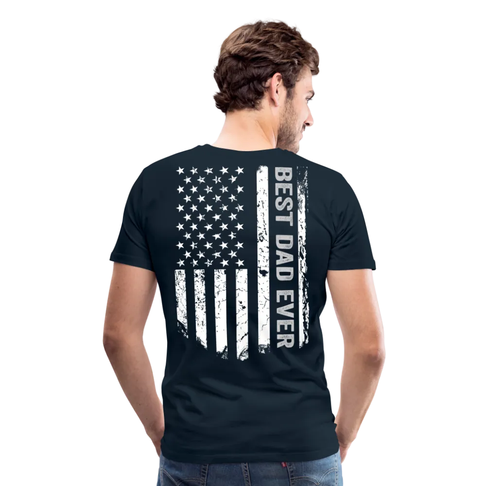 Best Dad Ever American Flag Men's Premium T-Shirt (Grey and White)