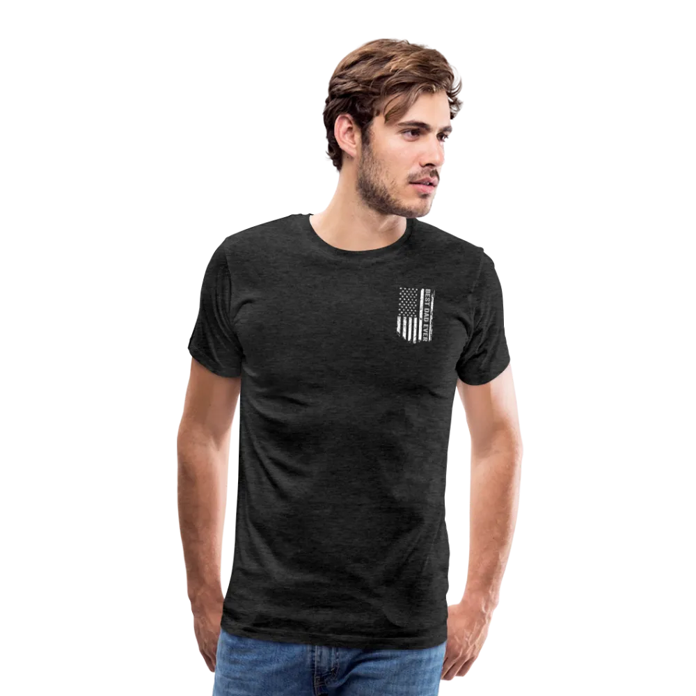Best Dad Ever American Flag Men's Premium T-Shirt (Grey and White)