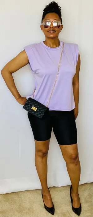 Biker Shorts Paired with Powder Top