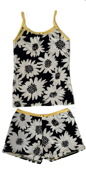 Black and White Flower Pajama Set