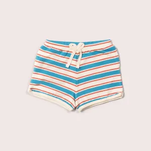 Blue & Walnut Striped Run Around Shorts