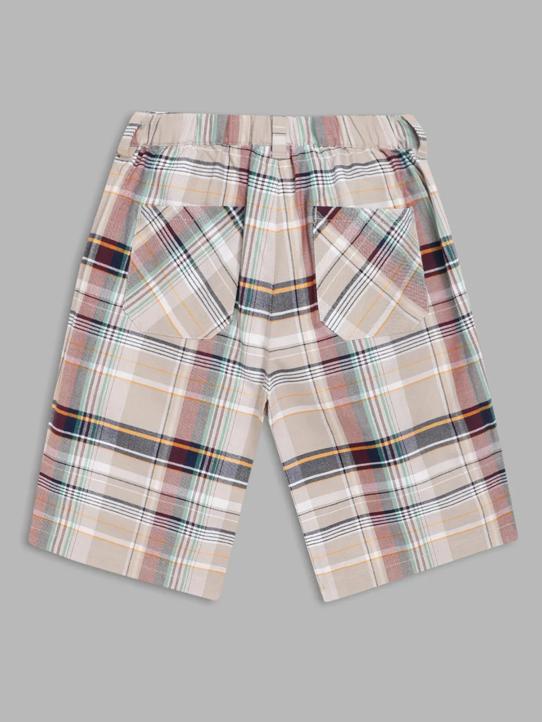 Blue Giraffe Boys Multi-Color Checked Straight Fit Shorts
