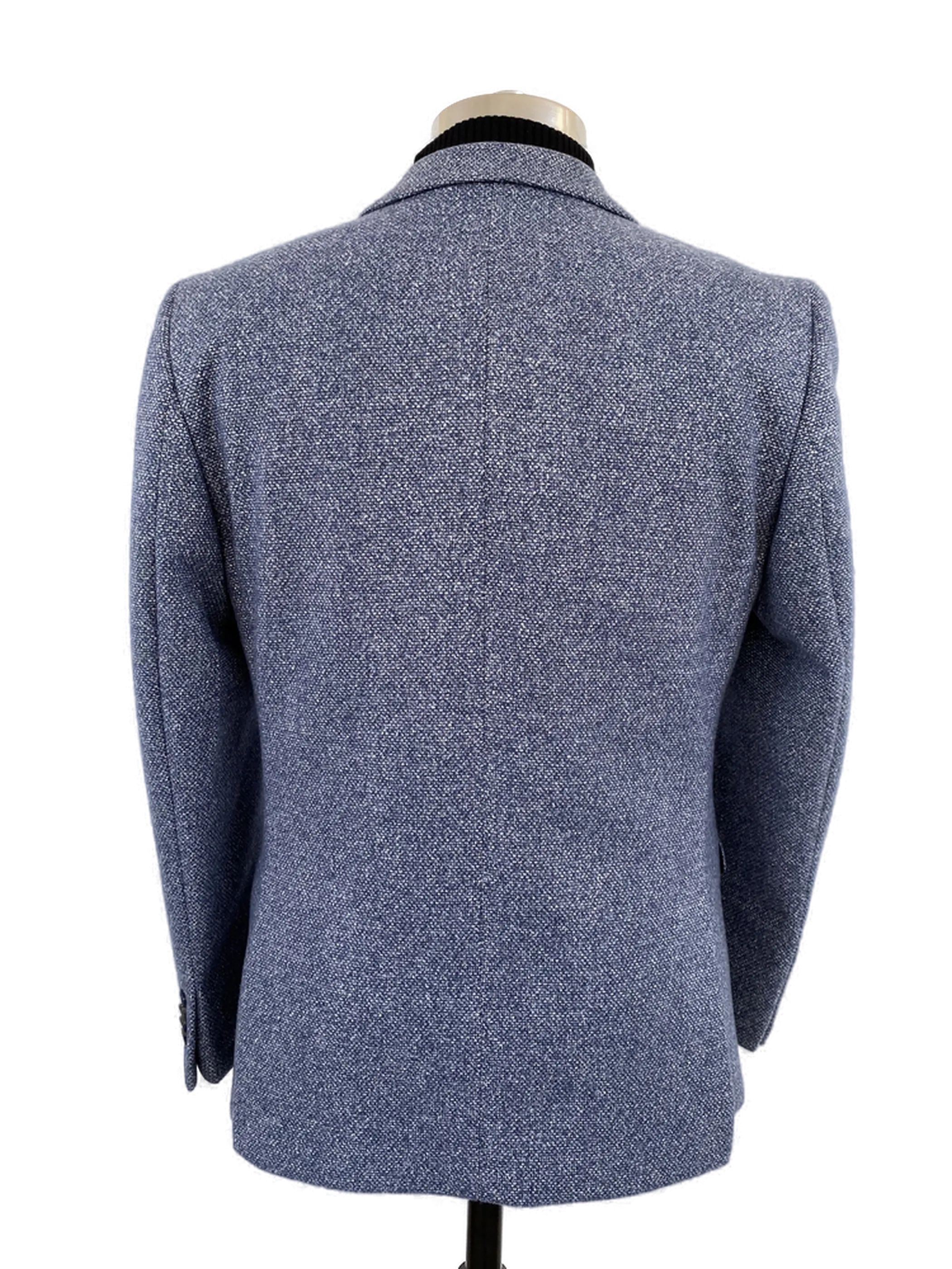 Blue Knit Structured Casual Jacket