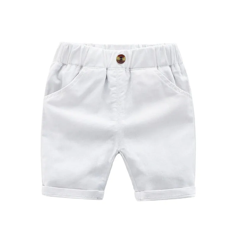 Boys Summer Casual Cotton Shorts - Navy Blue, Khaki, Green, White