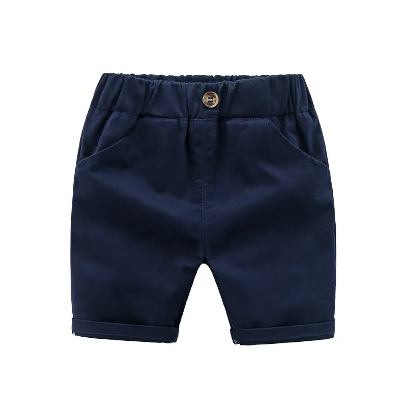 Boys Summer Casual Cotton Shorts - Navy Blue, Khaki, Green, White