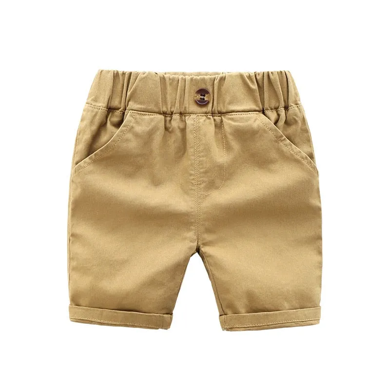 Boys Summer Casual Cotton Shorts - Navy Blue, Khaki, Green, White