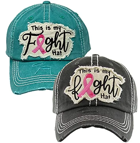 Breast Cancer Awareness Shredded Baseball Cap by Funky Junque