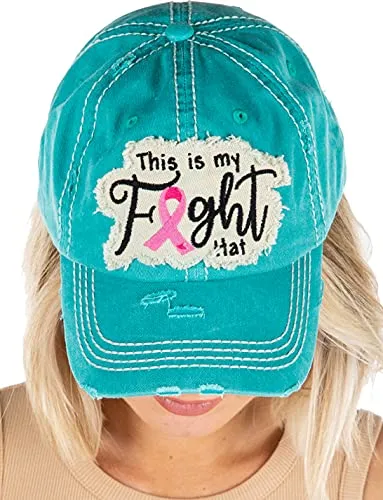 Breast Cancer Awareness Shredded Baseball Cap by Funky Junque