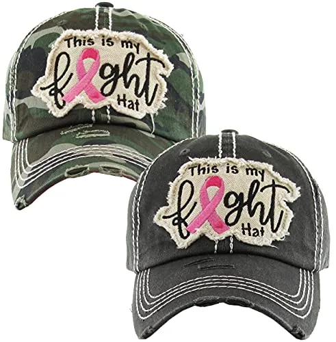 Breast Cancer Awareness Shredded Baseball Cap by Funky Junque