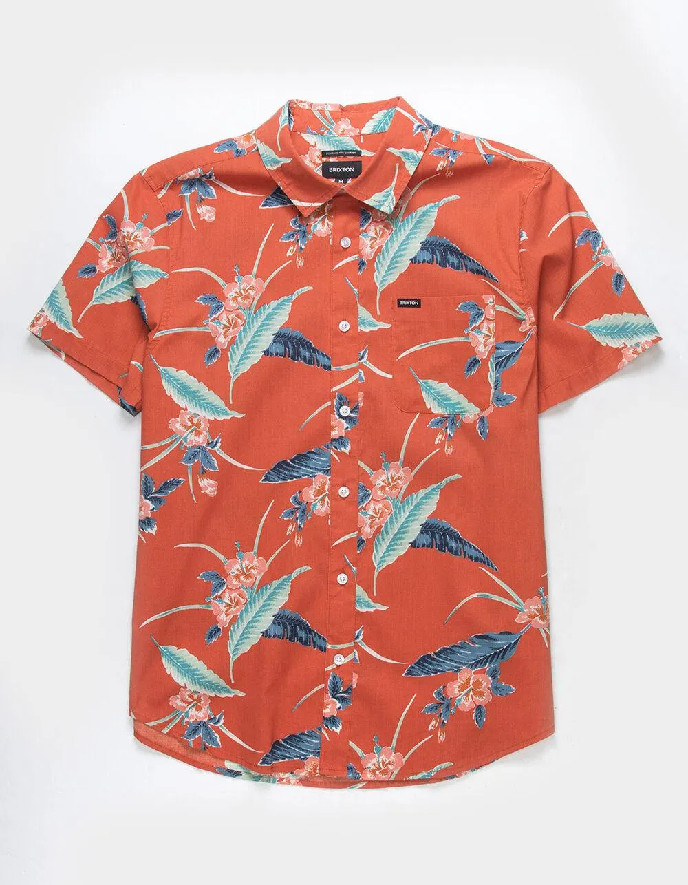 BRIXTON Charter Print Woven Burnt Red/Pacific Blue