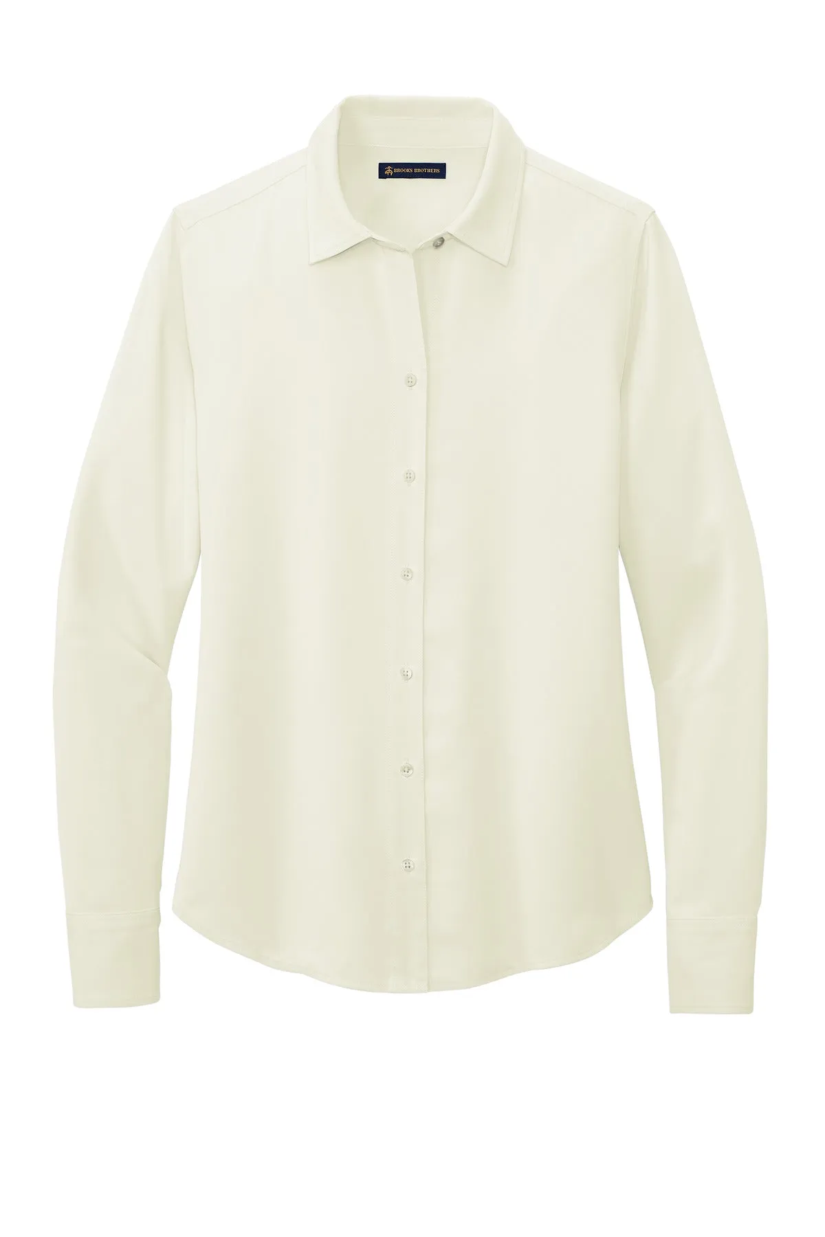 Brooks Brothers Women's Full-Button Satin Blouse BB18007 Off White