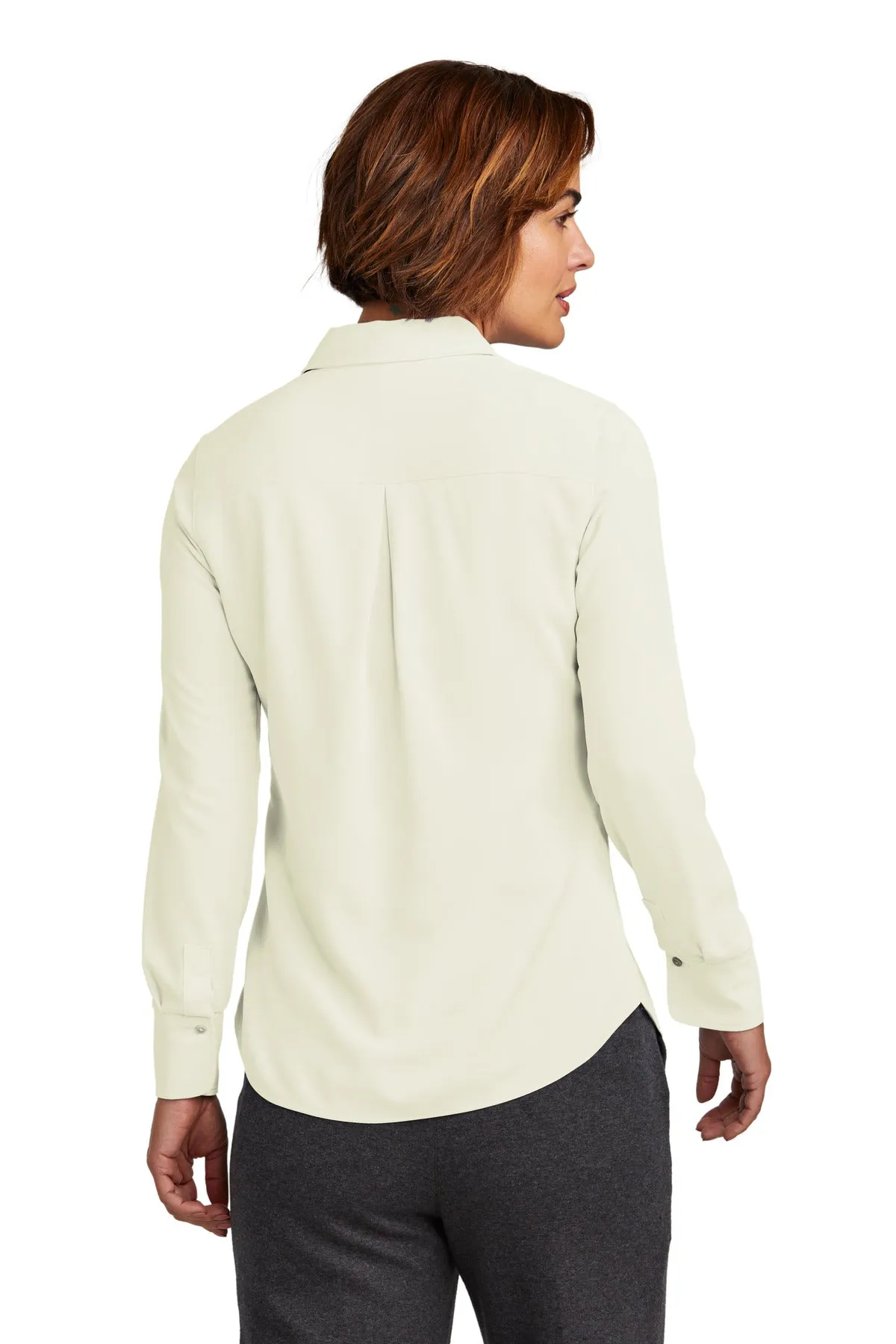 Brooks Brothers Women's Full-Button Satin Blouse BB18007 Off White