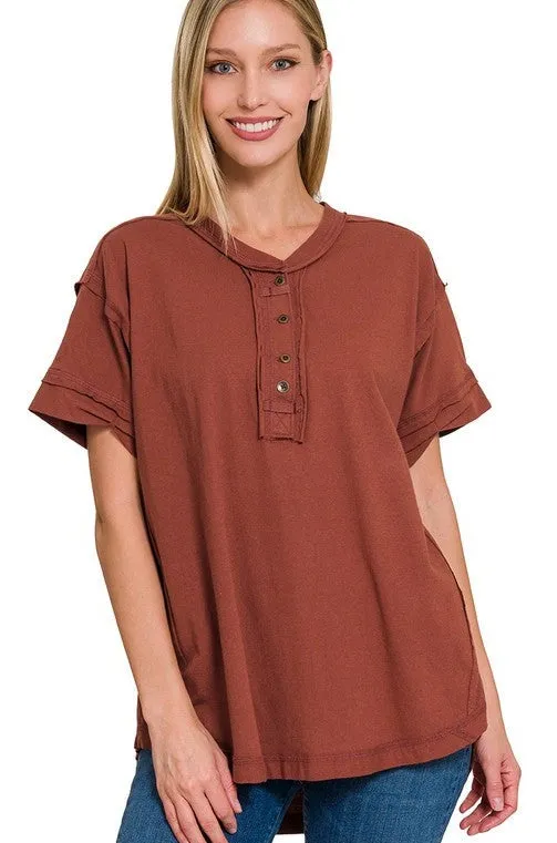 Brushed Soft Henley Tee