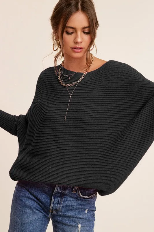 BUBBLE SLEEVE SLOUCH SWEATER