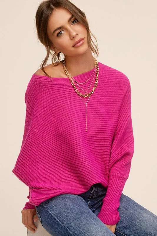 BUBBLE SLEEVE SLOUCH SWEATER