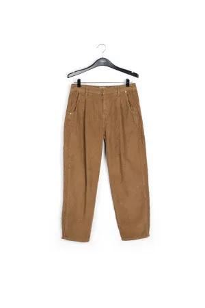 Camel-coloured cotton-corduroy trousers