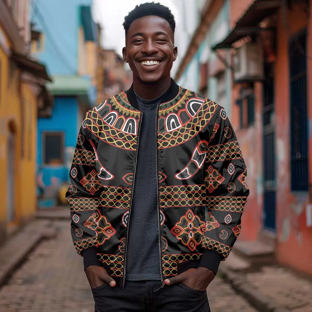 Cameroon Traditional Toghu Pattern Bomber Jacket LT15