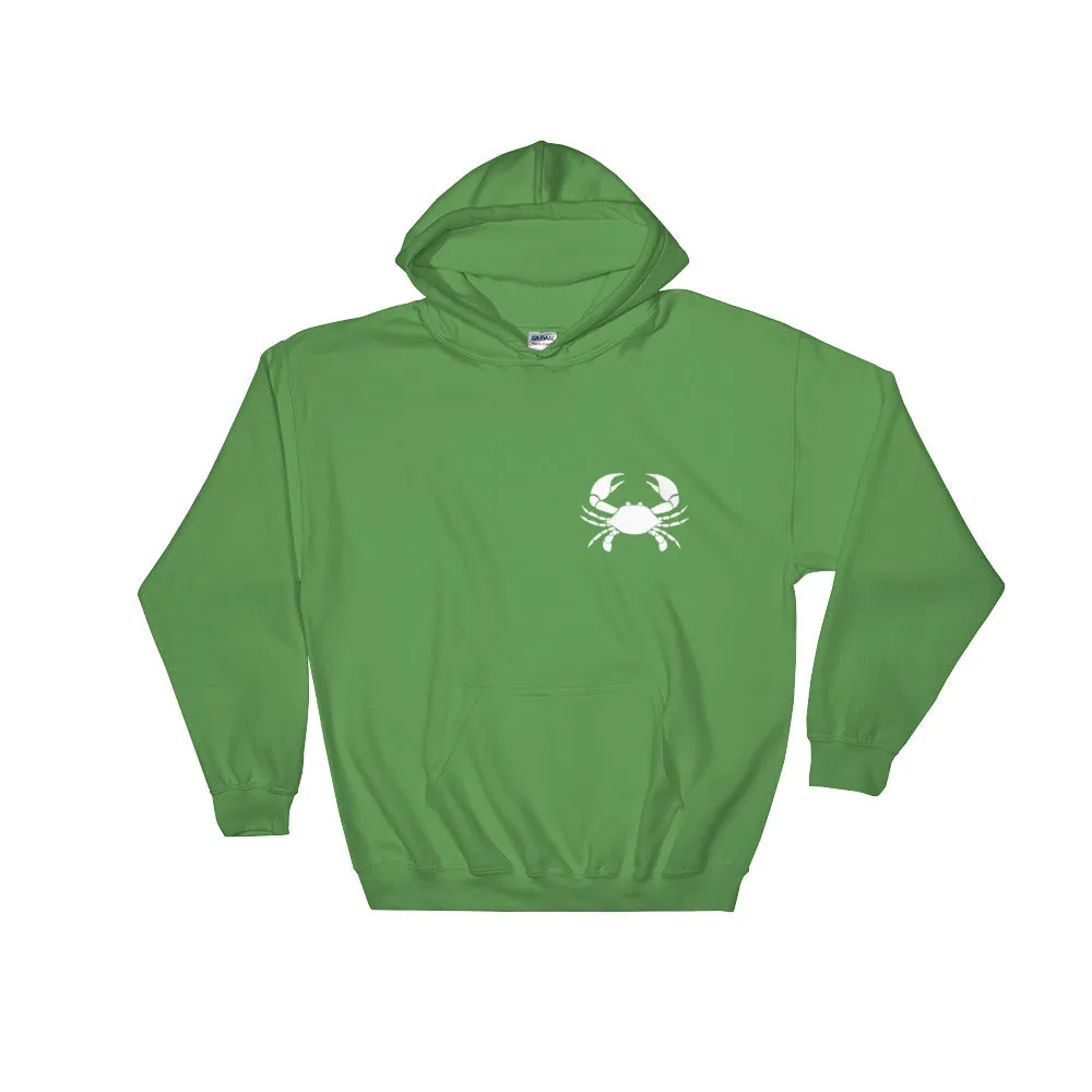 CANCER HOODIE - Zodiac Symbol Print on Front and White Crab on Back - Hooded Sweatshirt for Men