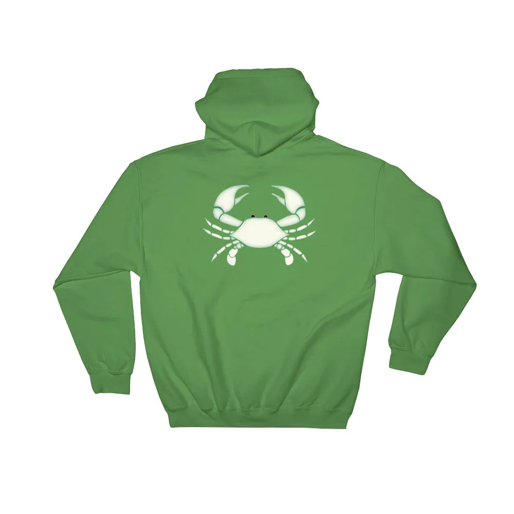CANCER HOODIE - Zodiac Symbol Print on Front and White Crab on Back - Hooded Sweatshirt for Men