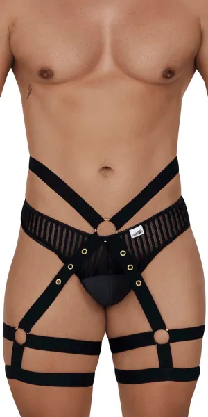 Candyman 99676 Garter Thongs Two Piece Set Black