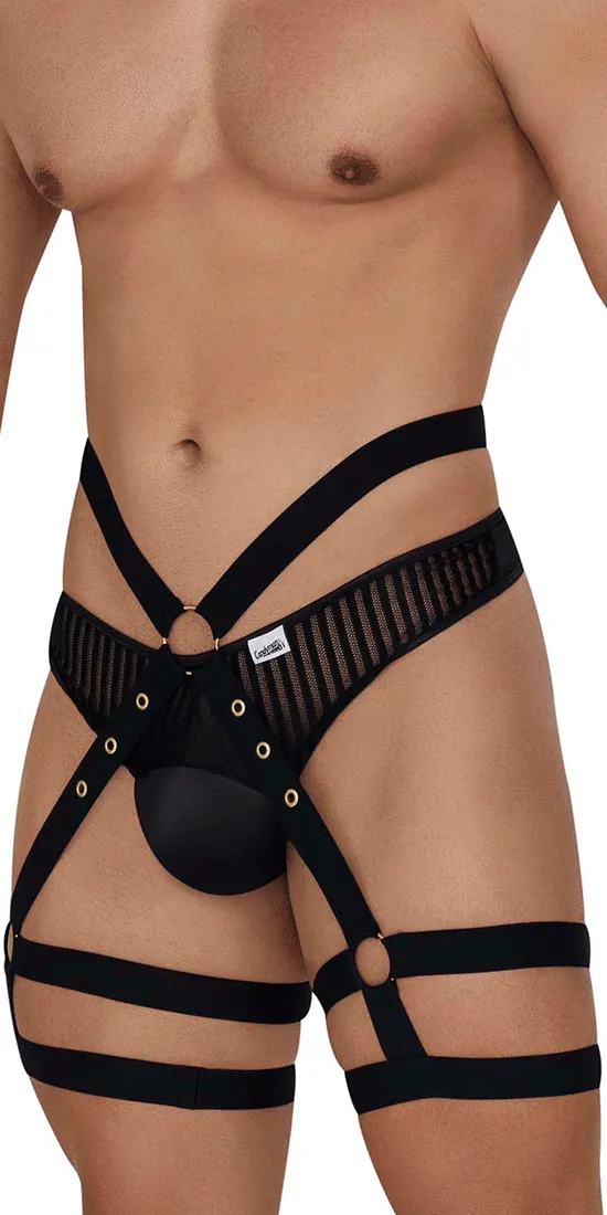 Candyman 99676 Garter Thongs Two Piece Set Black
