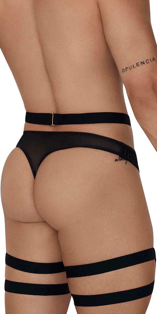 Candyman 99676 Garter Thongs Two Piece Set Black