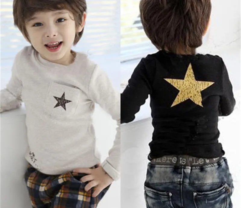 Cartoon star clothes costume kid clothes long sleeve t shirts girls boys' t-shirts