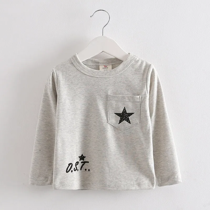 Cartoon star clothes costume kid clothes long sleeve t shirts girls boys' t-shirts